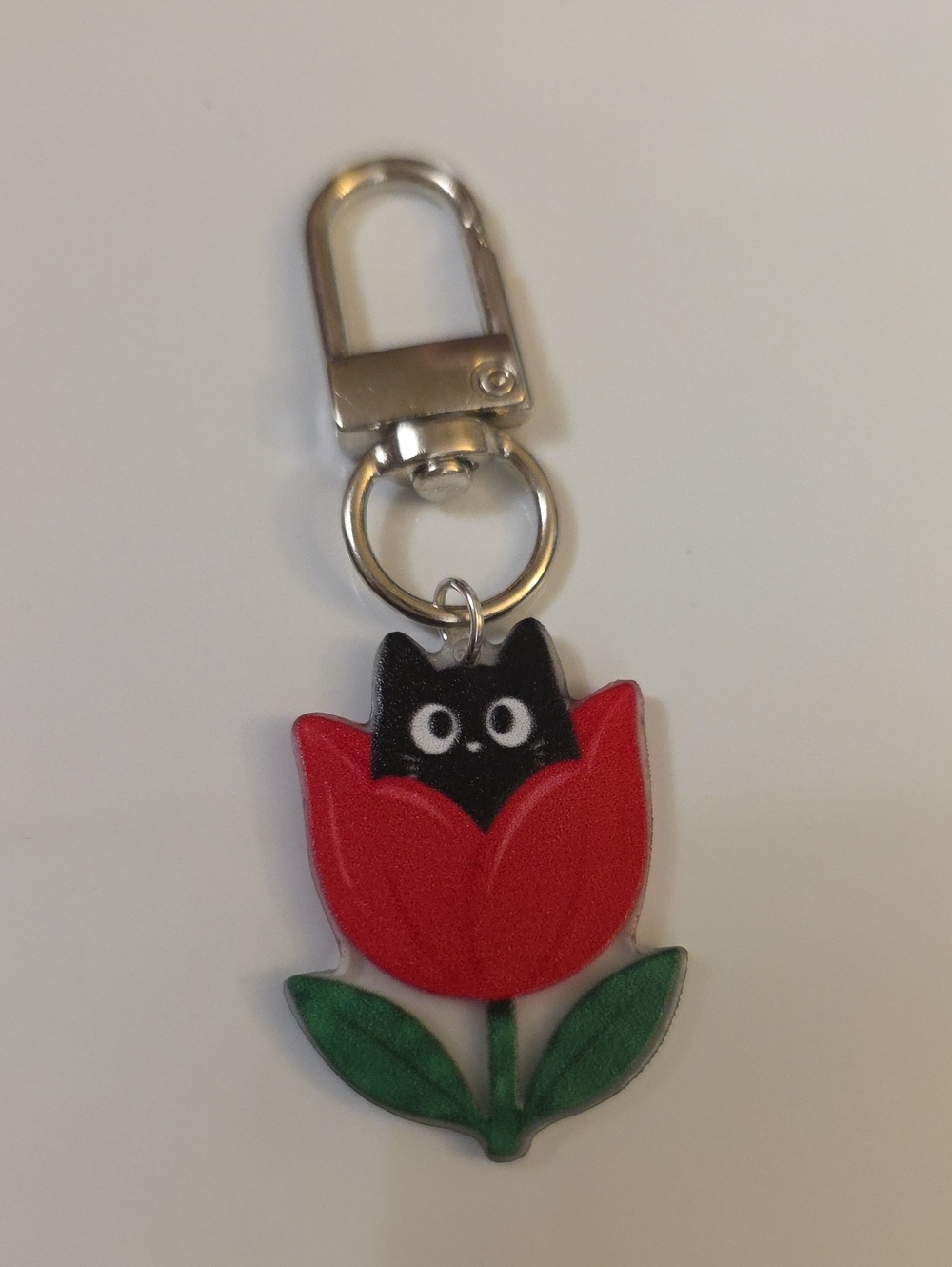 Peekaboo  Tulip Cat Flower Purse Zipper Pull #1
